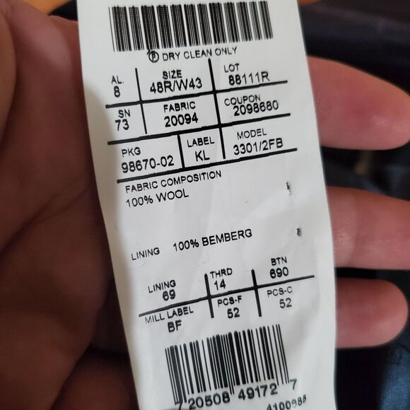 Jos. A. Bank Suit Mens 48R 43x28 Navy Blue Pinstriped Wool Reserve Two Piece - Picture 3 of 16